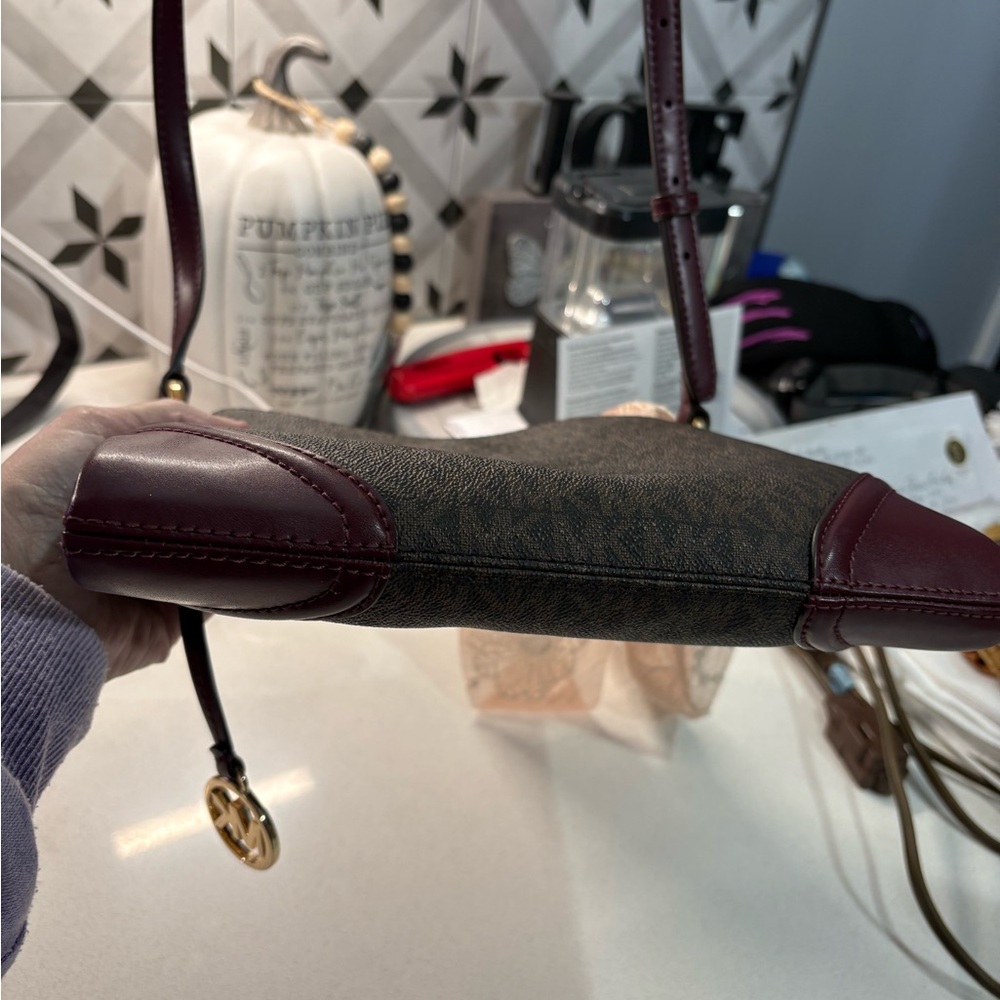 Michael Kors Burgundy and Brown Crossbody Bag EUC - Picture 3 of 4
